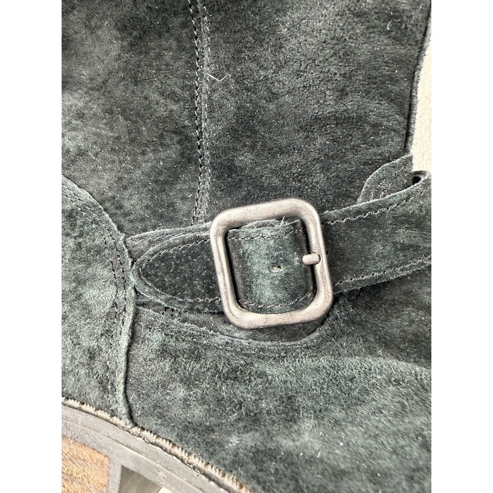 UGG Simmens Black Suede Biker Boots Womens 8 Waterproof Buckle Zip 1006042 - Picture 8 of 8